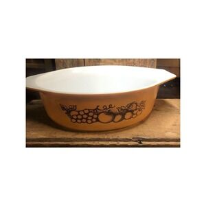 Casserole Dish Pyrex Old Orchard 1.5 Quart Ovenware Oval No Lid Vintage